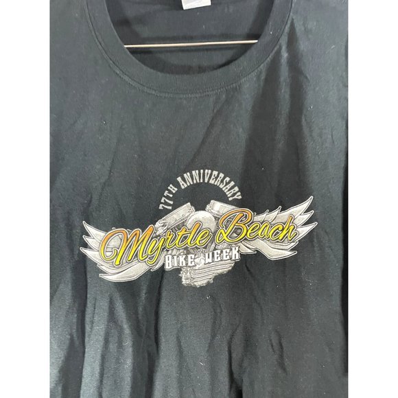 Myrtle Beach Bike Week 77th Anniversary Men's 2XL Black Logo T-Shirt - Picture 5 of 5